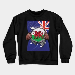 Wales Flag Australian Flag Ripped - Gift for Welsh From Wales Crewneck Sweatshirt